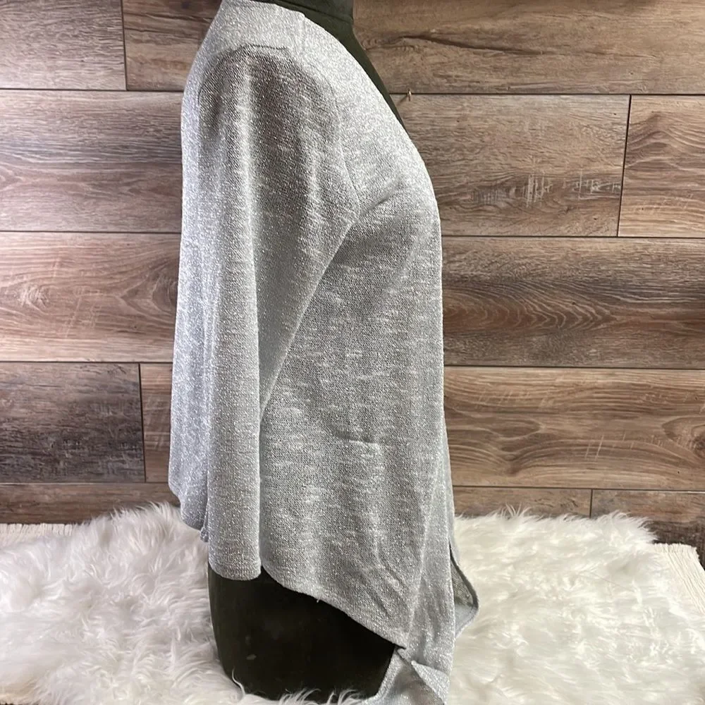 Heart of Palm Womens Swifty Gray Metallic Silver Open Face Cardigan Sz Small NWT